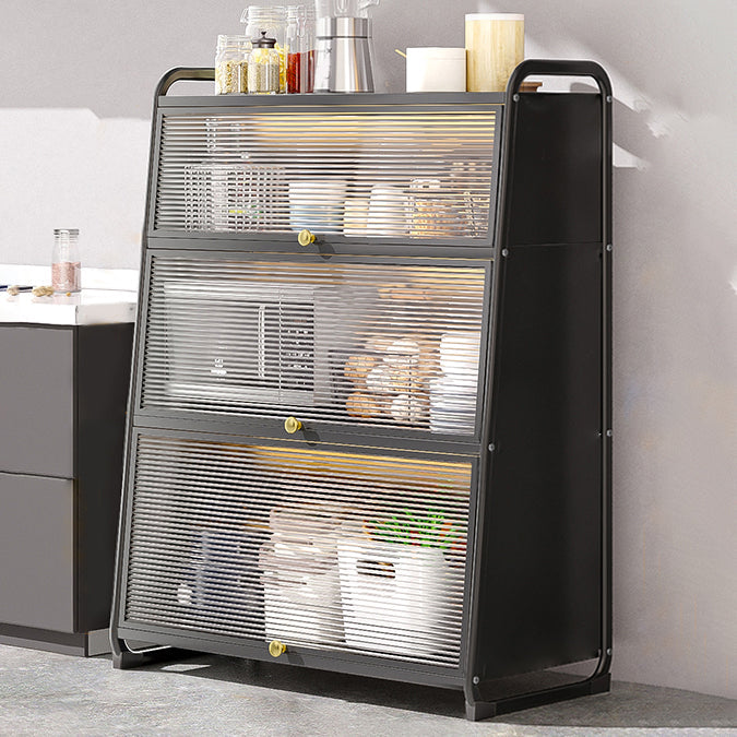 Plastic Door Iron Sideboard Modern Server Cabinet with Storage for Kitchen 35"L x 16"W x 47"H Clearhalo 'buffet_sideboard' 'Buffets & Sideboards' 'furn' 'furn_buffet_sideboard' 'Furniture' 'furniture_buffet_sideboard' 'Kitchen & Dining Furniture' 4965650