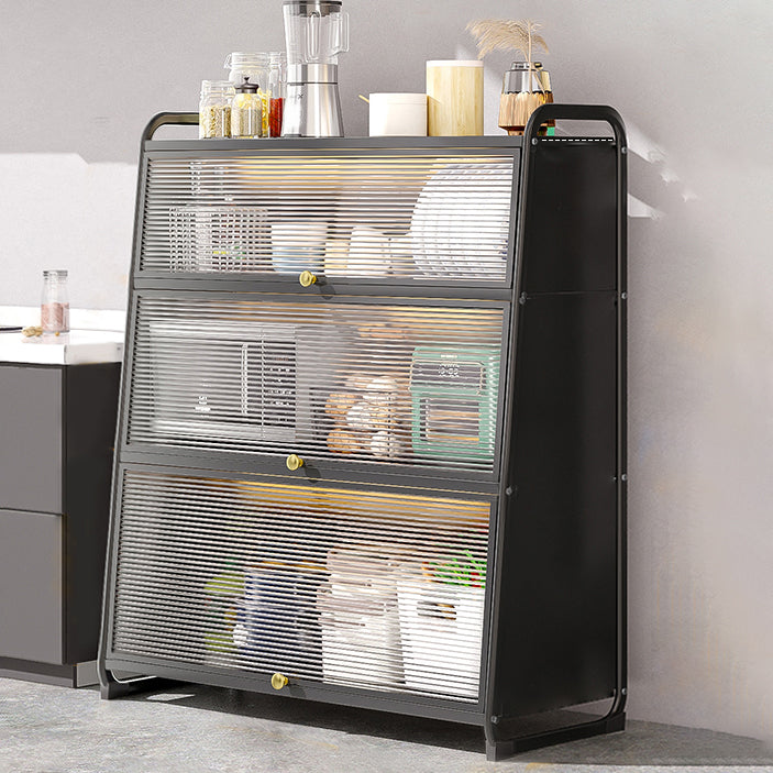 Plastic Door Iron Sideboard Modern Server Cabinet with Storage for Kitchen 39"L x 16"W x 47"H Clearhalo 'buffet_sideboard' 'Buffets & Sideboards' 'furn' 'furn_buffet_sideboard' 'Furniture' 'furniture_buffet_sideboard' 'Kitchen & Dining Furniture' 4965654