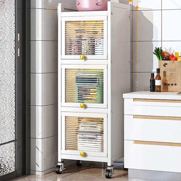 Plastic Door Iron Sideboard Modern Server Cabinet with Storage for Kitchen 13"L x 13"W x 46"H Clearhalo 'buffet_sideboard' 'Buffets & Sideboards' 'furn' 'furn_buffet_sideboard' 'Furniture' 'furniture_buffet_sideboard' 'Kitchen & Dining Furniture' 4965663