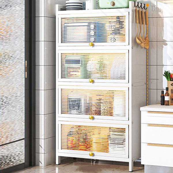 Plastic Door Iron Sideboard Modern Server Cabinet with Storage for Kitchen 28"L x 13"W x 57"H Clearhalo 'buffet_sideboard' 'Buffets & Sideboards' 'furn' 'furn_buffet_sideboard' 'Furniture' 'furniture_buffet_sideboard' 'Kitchen & Dining Furniture' 4965666