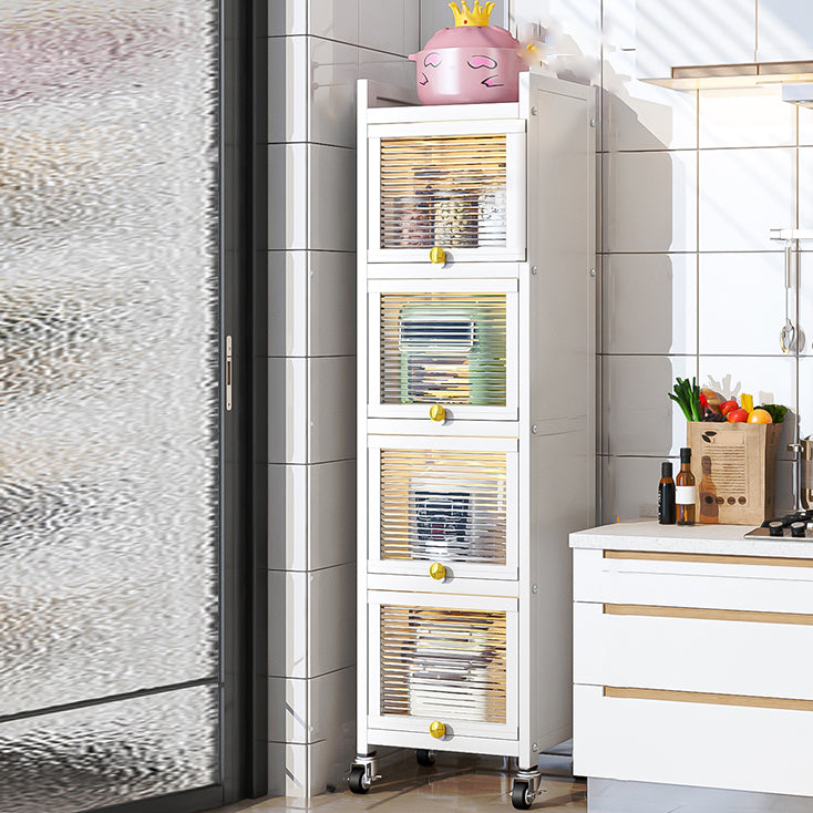 Plastic Door Iron Sideboard Modern Server Cabinet with Storage for Kitchen 13"L x 13"W x 58"H Clearhalo 'buffet_sideboard' 'Buffets & Sideboards' 'furn' 'furn_buffet_sideboard' 'Furniture' 'furniture_buffet_sideboard' 'Kitchen & Dining Furniture' 4965667