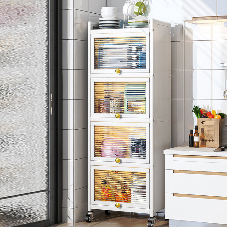 Plastic Door Iron Sideboard Modern Server Cabinet with Storage for Kitchen 19"L x 13"W x 58"H Clearhalo 'buffet_sideboard' 'Buffets & Sideboards' 'furn' 'furn_buffet_sideboard' 'Furniture' 'furniture_buffet_sideboard' 'Kitchen & Dining Furniture' 4965668