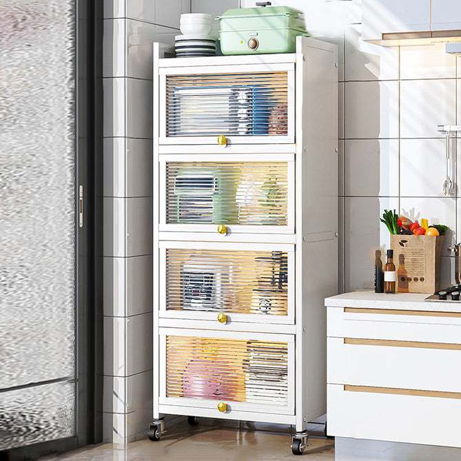 Plastic Door Iron Sideboard Modern Server Cabinet with Storage for Kitchen 22"L x 13"W x 58"H Clearhalo 'buffet_sideboard' 'Buffets & Sideboards' 'furn' 'furn_buffet_sideboard' 'Furniture' 'furniture_buffet_sideboard' 'Kitchen & Dining Furniture' 4965669