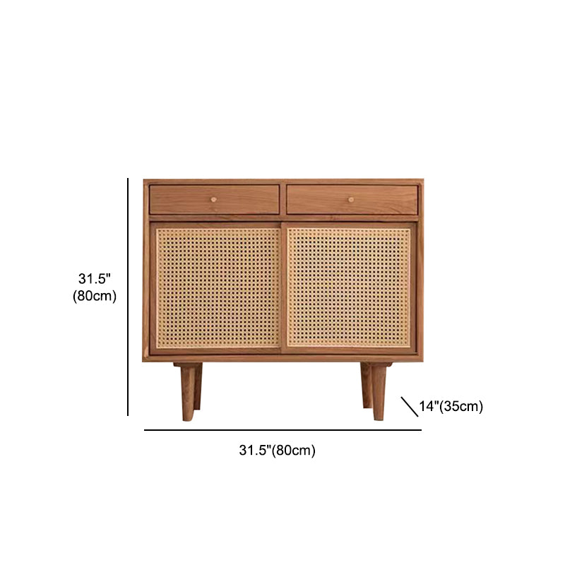 Simple Style Rattan Doors Cupboard Wood 32-inch Height Kitchen Sideboard for Dining Room Clearhalo 'buffet_sideboard' 'Buffets & Sideboards' 'furn' 'furn_buffet_sideboard' 'Furniture' 'furniture_buffet_sideboard' 'Kitchen & Dining Furniture' 4965706