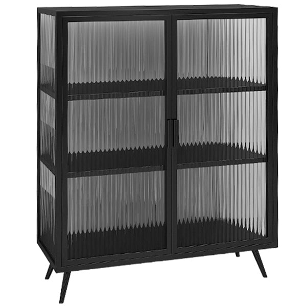 Glass Door Iron Sideboard Modern Server Cabinet with Storage for Kitchen Dining Room Black Clearhalo 'buffet_sideboard' 'Buffets & Sideboards' 'furn' 'furn_buffet_sideboard' 'Furniture' 'furniture_buffet_sideboard' 'Kitchen & Dining Furniture' 4965715