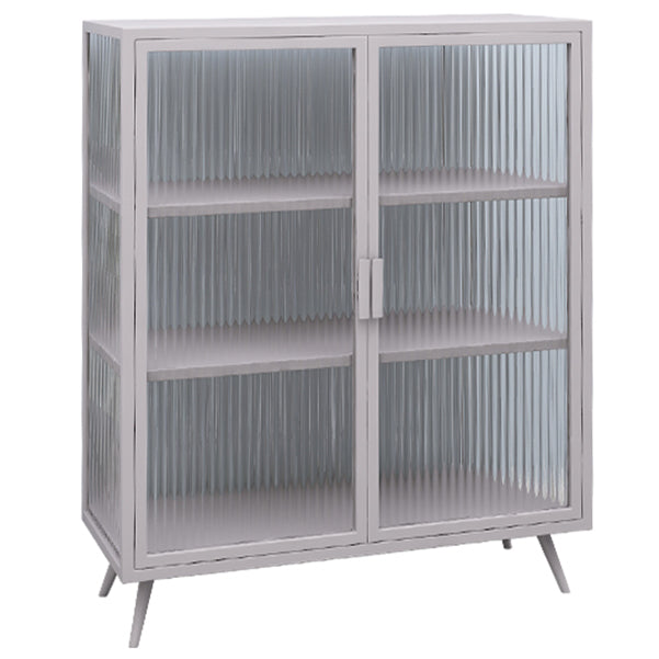 Glass Door Iron Sideboard Modern Server Cabinet with Storage for Kitchen Dining Room Grey Clearhalo 'buffet_sideboard' 'Buffets & Sideboards' 'furn' 'furn_buffet_sideboard' 'Furniture' 'furniture_buffet_sideboard' 'Kitchen & Dining Furniture' 4965717