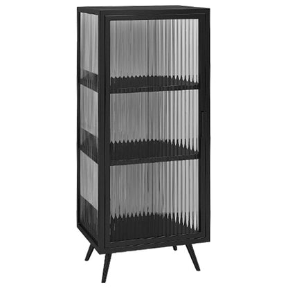 Glass Door Iron Sideboard Modern Server Cabinet with Storage for Kitchen Dining Room 16"L x 14"W x 41"H Black Clearhalo 'buffet_sideboard' 'Buffets & Sideboards' 'furn' 'furn_buffet_sideboard' 'Furniture' 'furniture_buffet_sideboard' 'Kitchen & Dining Furniture' 4965720