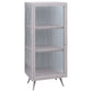 Glass Door Iron Sideboard Modern Server Cabinet with Storage for Kitchen Dining Room 16"L x 14"W x 41"H Grey Clearhalo 'buffet_sideboard' 'Buffets & Sideboards' 'furn' 'furn_buffet_sideboard' 'Furniture' 'furniture_buffet_sideboard' 'Kitchen & Dining Furniture' 4965722