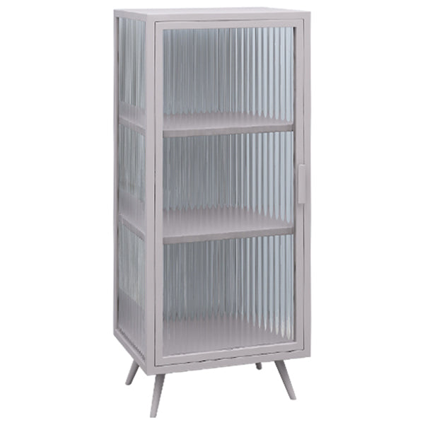 Glass Door Iron Sideboard Modern Server Cabinet with Storage for Kitchen Dining Room 16"L x 14"W x 41"H Grey Clearhalo 'buffet_sideboard' 'Buffets & Sideboards' 'furn' 'furn_buffet_sideboard' 'Furniture' 'furniture_buffet_sideboard' 'Kitchen & Dining Furniture' 4965722
