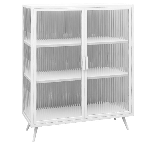Glass Door Iron Sideboard Modern Server Cabinet with Storage for Kitchen Dining Room White Clearhalo 'buffet_sideboard' 'Buffets & Sideboards' 'furn' 'furn_buffet_sideboard' 'Furniture' 'furniture_buffet_sideboard' 'Kitchen & Dining Furniture' 4965723