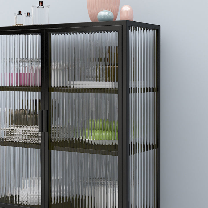 Glass Door Iron Sideboard Modern Server Cabinet with Storage for Kitchen Dining Room Clearhalo 'buffet_sideboard' 'Buffets & Sideboards' 'furn' 'furn_buffet_sideboard' 'Furniture' 'furniture_buffet_sideboard' 'Kitchen & Dining Furniture' 4965725