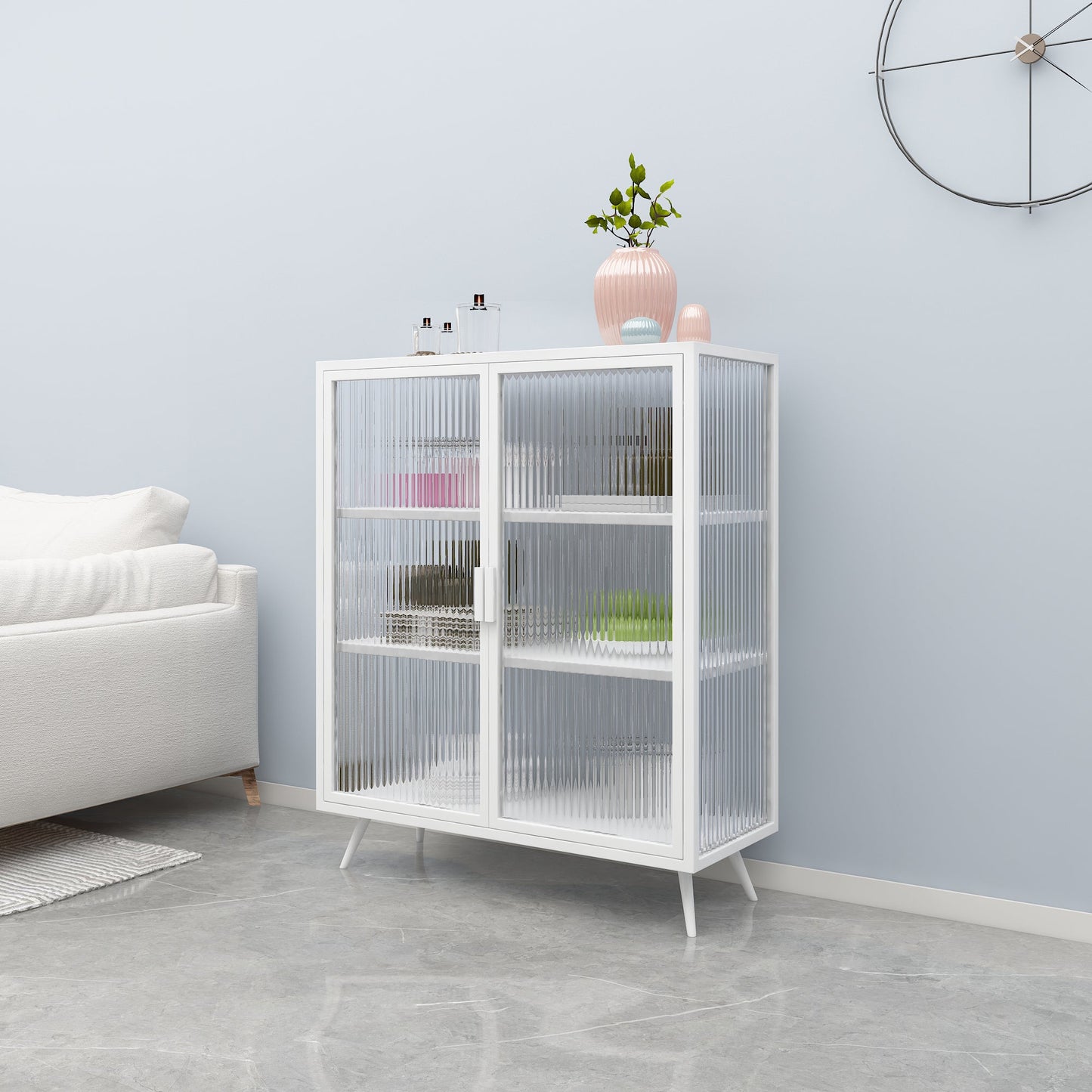 Glass Door Iron Sideboard Modern Server Cabinet with Storage for Kitchen Dining Room Clearhalo 'buffet_sideboard' 'Buffets & Sideboards' 'furn' 'furn_buffet_sideboard' 'Furniture' 'furniture_buffet_sideboard' 'Kitchen & Dining Furniture' 4965726