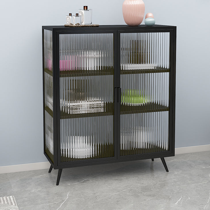 Glass Door Iron Sideboard Modern Server Cabinet with Storage for Kitchen Dining Room Clearhalo 'buffet_sideboard' 'Buffets & Sideboards' 'furn' 'furn_buffet_sideboard' 'Furniture' 'furniture_buffet_sideboard' 'Kitchen & Dining Furniture' 4965731