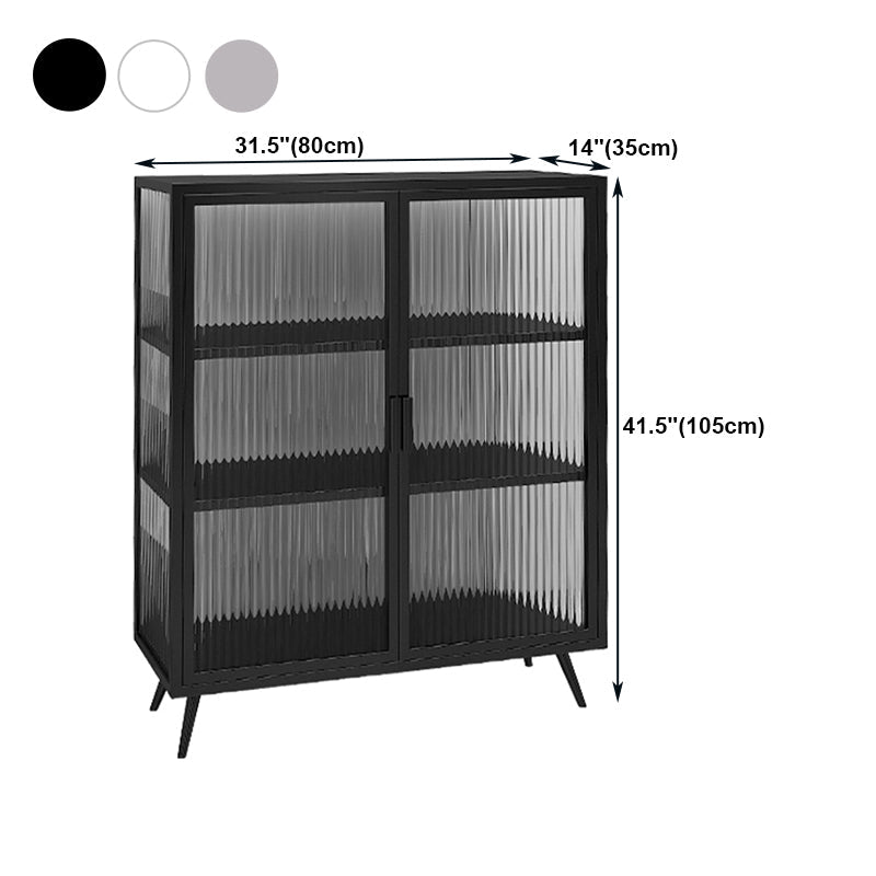 Glass Door Iron Sideboard Modern Server Cabinet with Storage for Kitchen Dining Room Clearhalo 'buffet_sideboard' 'Buffets & Sideboards' 'furn' 'furn_buffet_sideboard' 'Furniture' 'furniture_buffet_sideboard' 'Kitchen & Dining Furniture' 4965734