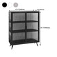 Glass Door Iron Sideboard Modern Server Cabinet with Storage for Kitchen Dining Room Clearhalo 'buffet_sideboard' 'Buffets & Sideboards' 'furn' 'furn_buffet_sideboard' 'Furniture' 'furniture_buffet_sideboard' 'Kitchen & Dining Furniture' 4965736