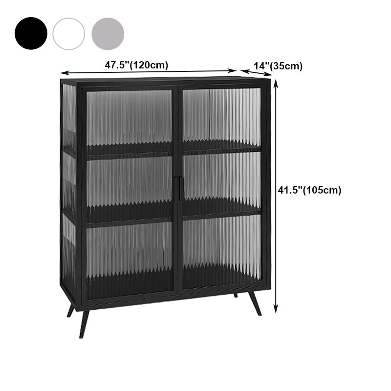 Glass Door Iron Sideboard Modern Server Cabinet with Storage for Kitchen Dining Room Clearhalo 'buffet_sideboard' 'Buffets & Sideboards' 'furn' 'furn_buffet_sideboard' 'Furniture' 'furniture_buffet_sideboard' 'Kitchen & Dining Furniture' 4965736