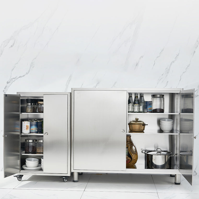 Stainless Steel Kitchen Sideboard Cabinet Modern Server Cabinet with Storage Clearhalo 'buffet_sideboard' 'Buffets & Sideboards' 'furn' 'furn_buffet_sideboard' 'Furniture' 'furniture_buffet_sideboard' 'Kitchen & Dining Furniture' 4965742