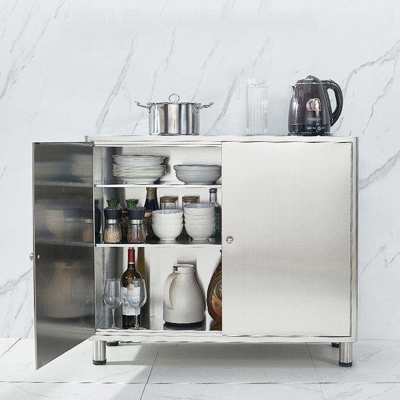 Stainless Steel Kitchen Sideboard Cabinet Modern Server Cabinet with Storage Clearhalo 'buffet_sideboard' 'Buffets & Sideboards' 'furn' 'furn_buffet_sideboard' 'Furniture' 'furniture_buffet_sideboard' 'Kitchen & Dining Furniture' 4965744