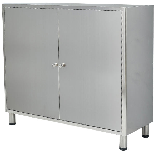 Stainless Steel Kitchen Sideboard Cabinet Modern Server Cabinet with Storage 39"L x 14"W x 34"H Clearhalo 'buffet_sideboard' 'Buffets & Sideboards' 'furn' 'furn_buffet_sideboard' 'Furniture' 'furniture_buffet_sideboard' 'Kitchen & Dining Furniture' 4965745