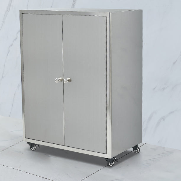 Stainless Steel Kitchen Sideboard Cabinet Modern Server Cabinet with Storage 24"L x 14"W x 32"H Clearhalo 'buffet_sideboard' 'Buffets & Sideboards' 'furn' 'furn_buffet_sideboard' 'Furniture' 'furniture_buffet_sideboard' 'Kitchen & Dining Furniture' 4965748