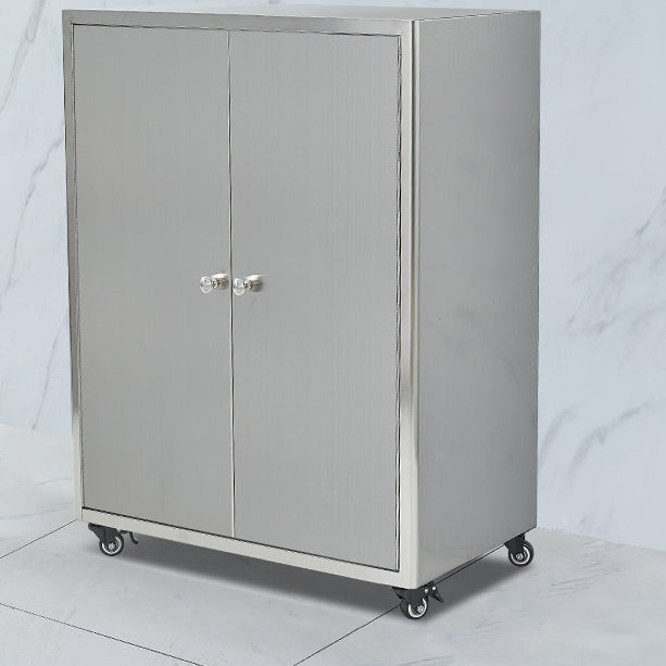 Stainless Steel Kitchen Sideboard Cabinet Modern Server Cabinet with Storage 28"L x 14"W x 34"H Clearhalo 'buffet_sideboard' 'Buffets & Sideboards' 'furn' 'furn_buffet_sideboard' 'Furniture' 'furniture_buffet_sideboard' 'Kitchen & Dining Furniture' 4965752