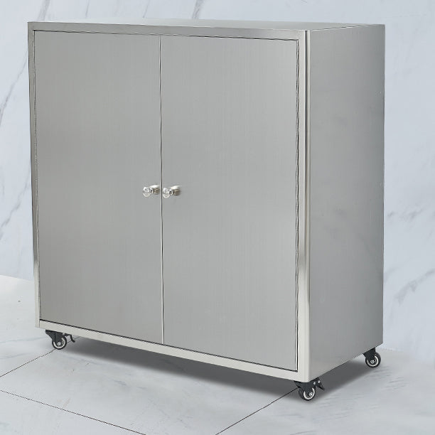 Stainless Steel Kitchen Sideboard Cabinet Modern Server Cabinet with Storage 31"L x 14"W x 32"H Clearhalo 'buffet_sideboard' 'Buffets & Sideboards' 'furn' 'furn_buffet_sideboard' 'Furniture' 'furniture_buffet_sideboard' 'Kitchen & Dining Furniture' 4965755