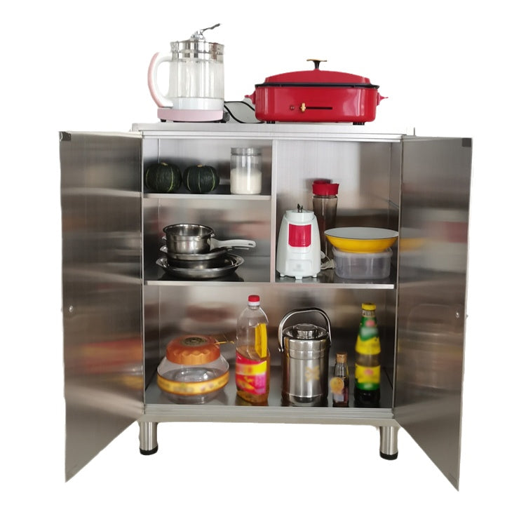 Stainless Steel Kitchen Sideboard Cabinet Modern Server Cabinet with Storage Clearhalo 'buffet_sideboard' 'Buffets & Sideboards' 'furn' 'furn_buffet_sideboard' 'Furniture' 'furniture_buffet_sideboard' 'Kitchen & Dining Furniture' 4965756
