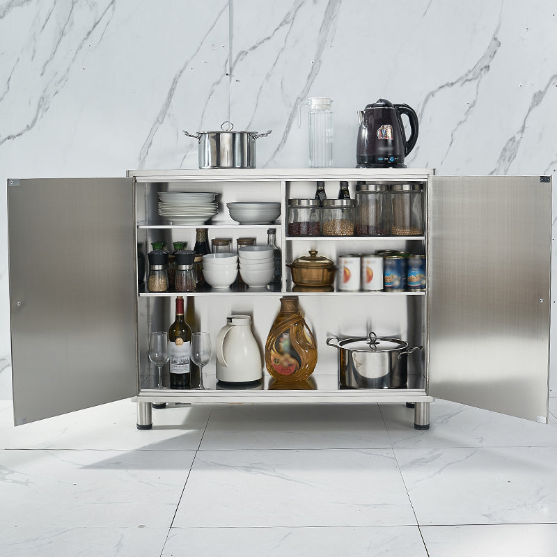 Stainless Steel Kitchen Sideboard Cabinet Modern Server Cabinet with Storage Clearhalo 'buffet_sideboard' 'Buffets & Sideboards' 'furn' 'furn_buffet_sideboard' 'Furniture' 'furniture_buffet_sideboard' 'Kitchen & Dining Furniture' 4965758