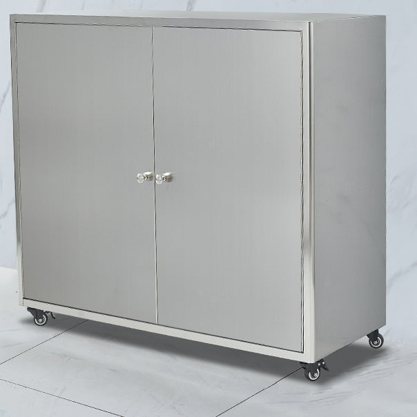 Stainless Steel Kitchen Sideboard Cabinet Modern Server Cabinet with Storage 35"L x 14"W x 32"H Clearhalo 'buffet_sideboard' 'Buffets & Sideboards' 'furn' 'furn_buffet_sideboard' 'Furniture' 'furniture_buffet_sideboard' 'Kitchen & Dining Furniture' 4965759