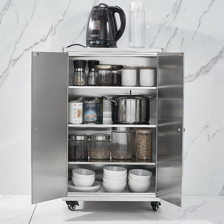 Stainless Steel Kitchen Sideboard Cabinet Modern Server Cabinet with Storage Clearhalo 'buffet_sideboard' 'Buffets & Sideboards' 'furn' 'furn_buffet_sideboard' 'Furniture' 'furniture_buffet_sideboard' 'Kitchen & Dining Furniture' 4965760