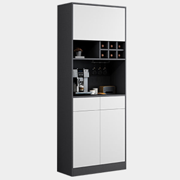 Wood Living Room Sideboard Cabinet Modern Credenza with Storage and Glass Door 31.5"L x 13.8"W x 78.7"H White-Gray Clearhalo 'buffet_sideboard' 'Buffets & Sideboards' 'furn' 'furn_buffet_sideboard' 'Furniture' 'furniture_buffet_sideboard' 'Kitchen & Dining Furniture' 4965779