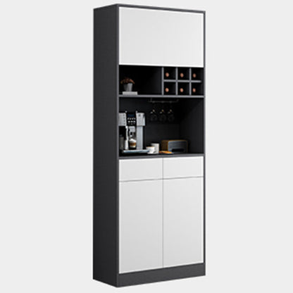 Wood Living Room Sideboard Cabinet Modern Credenza with Storage and Glass Door 31.5"L x 13.8"W x 78.7"H White-Gray Clearhalo 'buffet_sideboard' 'Buffets & Sideboards' 'furn' 'furn_buffet_sideboard' 'Furniture' 'furniture_buffet_sideboard' 'Kitchen & Dining Furniture' 4965779