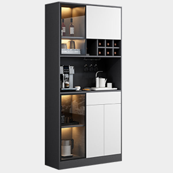 Wood Living Room Sideboard Cabinet Modern Credenza with Storage and Glass Door 39"L x 14"W x 79"H White-Gray Clearhalo 'buffet_sideboard' 'Buffets & Sideboards' 'furn' 'furn_buffet_sideboard' 'Furniture' 'furniture_buffet_sideboard' 'Kitchen & Dining Furniture' 4965780