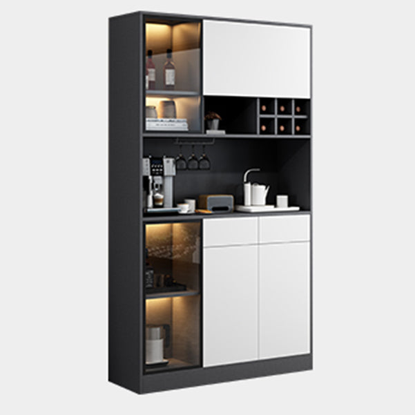 Wood Living Room Sideboard Cabinet Modern Credenza with Storage and Glass Door 47"L x 14"W x 79"H White-Gray Clearhalo 'buffet_sideboard' 'Buffets & Sideboards' 'furn' 'furn_buffet_sideboard' 'Furniture' 'furniture_buffet_sideboard' 'Kitchen & Dining Furniture' 4965782