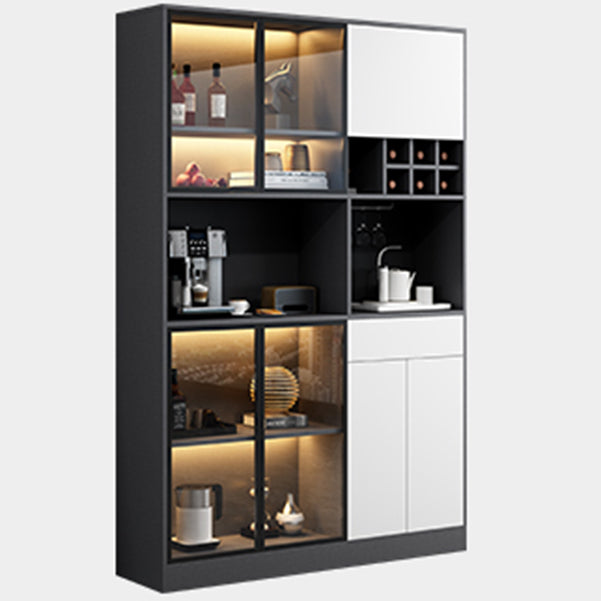 Wood Living Room Sideboard Cabinet Modern Credenza with Storage and Glass Door 55"L x 14"W x 79"H White-Gray Clearhalo 'buffet_sideboard' 'Buffets & Sideboards' 'furn' 'furn_buffet_sideboard' 'Furniture' 'furniture_buffet_sideboard' 'Kitchen & Dining Furniture' 4965784