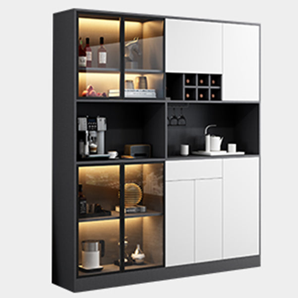 Wood Living Room Sideboard Cabinet Modern Credenza with Storage and Glass Door 71"L x 14"W x 79"H White-Gray Clearhalo 'buffet_sideboard' 'Buffets & Sideboards' 'furn' 'furn_buffet_sideboard' 'Furniture' 'furniture_buffet_sideboard' 'Kitchen & Dining Furniture' 4965787