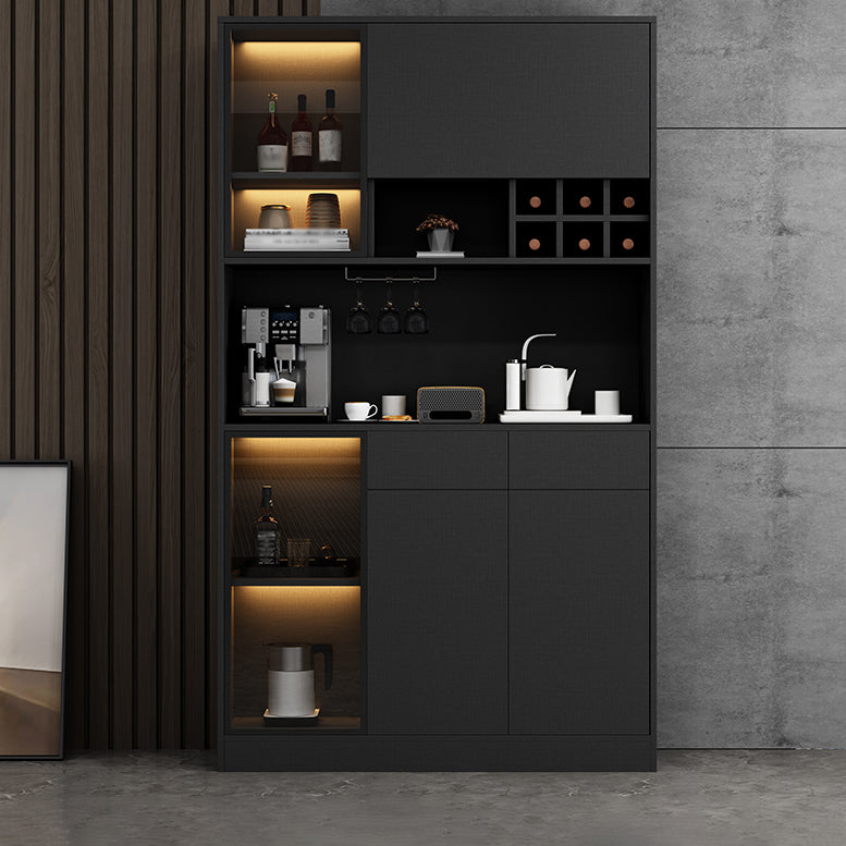 Wood Living Room Sideboard Cabinet Modern Credenza with Storage and Glass Door 47"L x 14"W x 79"H Grey Clearhalo 'buffet_sideboard' 'Buffets & Sideboards' 'furn' 'furn_buffet_sideboard' 'Furniture' 'furniture_buffet_sideboard' 'Kitchen & Dining Furniture' 4965793