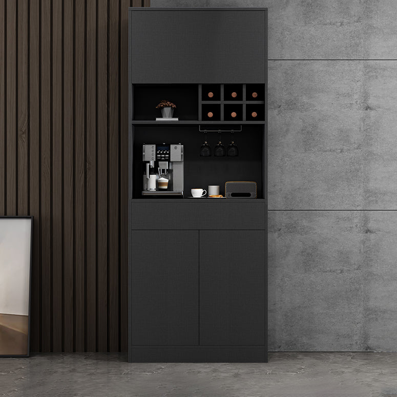 Wood Living Room Sideboard Cabinet Modern Credenza with Storage and Glass Door 31.5"L x 13.8"W x 78.7"H Grey Clearhalo 'buffet_sideboard' 'Buffets & Sideboards' 'furn' 'furn_buffet_sideboard' 'Furniture' 'furniture_buffet_sideboard' 'Kitchen & Dining Furniture' 4965796