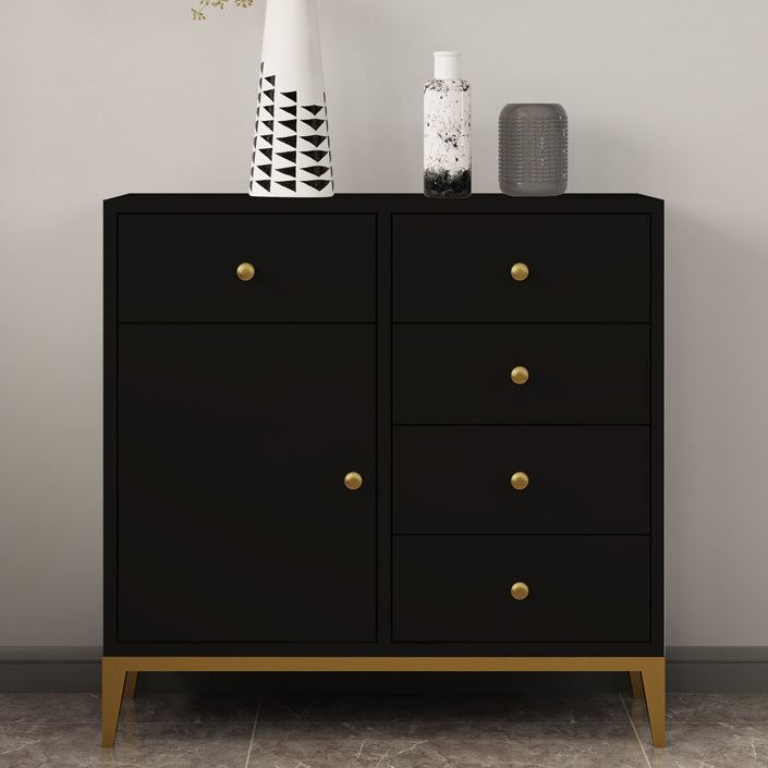 Pine Wood Kitchen Sideboard Cabinet Modern Credenza with Drawer and Storage 34"L x 12"W x 32"H Black Clearhalo 'buffet_sideboard' 'Buffets & Sideboards' 'furn' 'furn_buffet_sideboard' 'Furniture' 'furniture_buffet_sideboard' 'Kitchen & Dining Furniture' 4965812