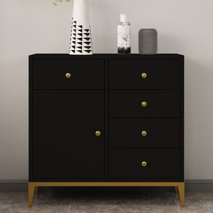 Pine Wood Kitchen Sideboard Cabinet Modern Credenza with Drawer and Storage 34"L x 12"W x 32"H Black Clearhalo 'buffet_sideboard' 'Buffets & Sideboards' 'furn' 'furn_buffet_sideboard' 'Furniture' 'furniture_buffet_sideboard' 'Kitchen & Dining Furniture' 4965812