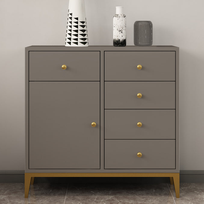 Pine Wood Kitchen Sideboard Cabinet Modern Credenza with Drawer and Storage 34"L x 12"W x 32"H Grey Clearhalo 'buffet_sideboard' 'Buffets & Sideboards' 'furn' 'furn_buffet_sideboard' 'Furniture' 'furniture_buffet_sideboard' 'Kitchen & Dining Furniture' 4965829