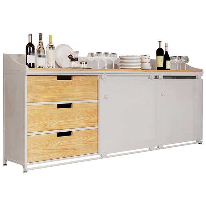 Dining Room Glam Style Sideboard Wood Drawer Iron Sliding Doors Cupboard White Clearhalo 'buffet_sideboard' 'Buffets & Sideboards' 'furn' 'furn_buffet_sideboard' 'Furniture' 'furniture_buffet_sideboard' 'Kitchen & Dining Furniture' 4965838