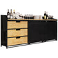 Dining Room Glam Style Sideboard Wood Drawer Iron Sliding Doors Cupboard Black Clearhalo 'buffet_sideboard' 'Buffets & Sideboards' 'furn' 'furn_buffet_sideboard' 'Furniture' 'furniture_buffet_sideboard' 'Kitchen & Dining Furniture' 4965839