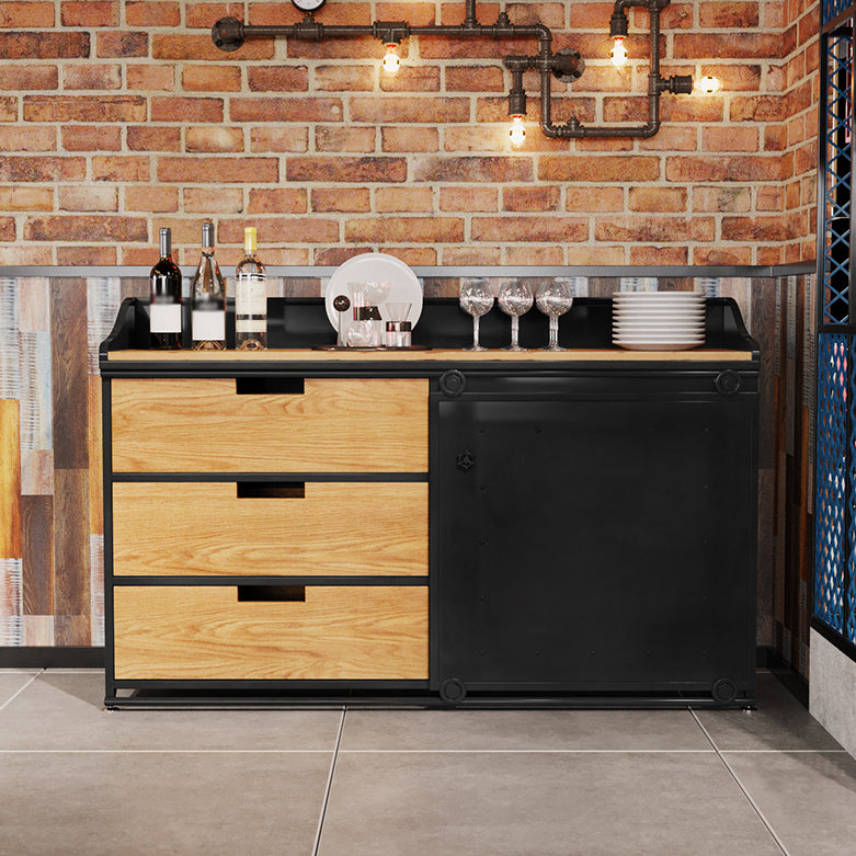 Dining Room Glam Style Sideboard Wood Drawer Iron Sliding Doors Cupboard Clearhalo 'buffet_sideboard' 'Buffets & Sideboards' 'furn' 'furn_buffet_sideboard' 'Furniture' 'furniture_buffet_sideboard' 'Kitchen & Dining Furniture' 4965840