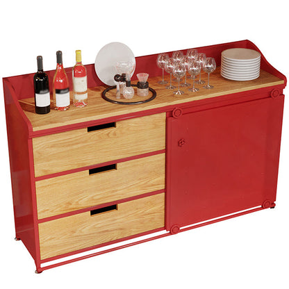 Dining Room Glam Style Sideboard Wood Drawer Iron Sliding Doors Cupboard Red Clearhalo 'buffet_sideboard' 'Buffets & Sideboards' 'furn' 'furn_buffet_sideboard' 'Furniture' 'furniture_buffet_sideboard' 'Kitchen & Dining Furniture' 4965843