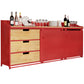 Dining Room Glam Style Sideboard Wood Drawer Iron Sliding Doors Cupboard Red Clearhalo 'buffet_sideboard' 'Buffets & Sideboards' 'furn' 'furn_buffet_sideboard' 'Furniture' 'furniture_buffet_sideboard' 'Kitchen & Dining Furniture' 4965847