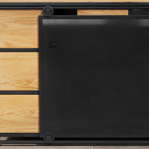 Dining Room Glam Style Sideboard Wood Drawer Iron Sliding Doors Cupboard Clearhalo 'buffet_sideboard' 'Buffets & Sideboards' 'furn' 'furn_buffet_sideboard' 'Furniture' 'furniture_buffet_sideboard' 'Kitchen & Dining Furniture' 4965848