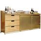 Dining Room Glam Style Sideboard Wood Drawer Iron Sliding Doors Cupboard Gold Clearhalo 'buffet_sideboard' 'Buffets & Sideboards' 'furn' 'furn_buffet_sideboard' 'Furniture' 'furniture_buffet_sideboard' 'Kitchen & Dining Furniture' 4965849