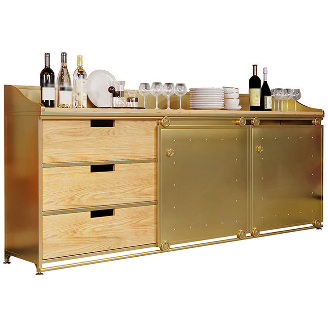 Dining Room Glam Style Sideboard Wood Drawer Iron Sliding Doors Cupboard Gold Clearhalo 'buffet_sideboard' 'Buffets & Sideboards' 'furn' 'furn_buffet_sideboard' 'Furniture' 'furniture_buffet_sideboard' 'Kitchen & Dining Furniture' 4965849