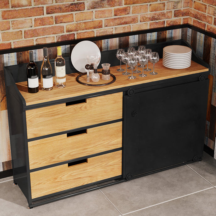 Dining Room Glam Style Sideboard Wood Drawer Iron Sliding Doors Cupboard Clearhalo 'buffet_sideboard' 'Buffets & Sideboards' 'furn' 'furn_buffet_sideboard' 'Furniture' 'furniture_buffet_sideboard' 'Kitchen & Dining Furniture' 4965856